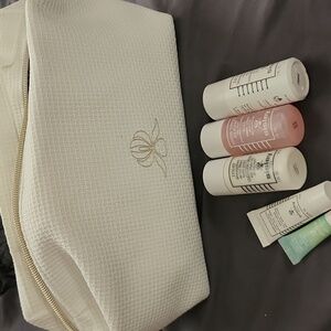 Sisley-Paris Skincare Set 5 Pc Mini Travel + Makeup Pouch Bag New